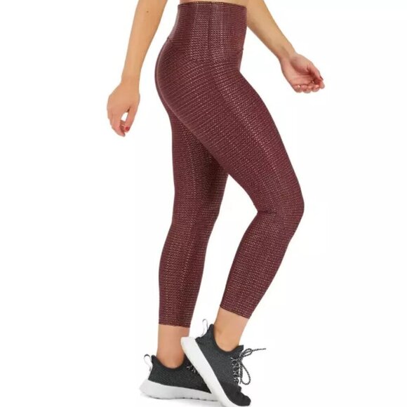 SPANX Metallic Dot Print Active Booty Boost 7/8 Leggings  Wine/Rose Gold Size M - Picture 4 of 4